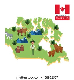 Forest animals. Canada icon. cartoon design. Colourful illustrate