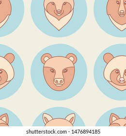 Forest animals collection. Vector illustration. Seamless pattern