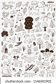 garabatos de animales forestales