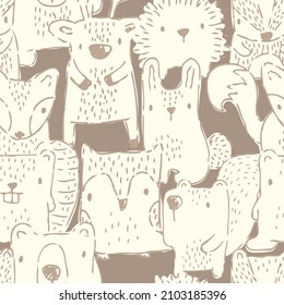 Forest animals friendly with each other with cute illustrations can be used for seamless baby t-shirt print, fashion print design, kids wear, baby shower, celebration, greeting and invitation.