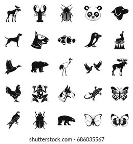 Forest animals icons set. Simple set of 25 forest animals icons for web isolated on white background