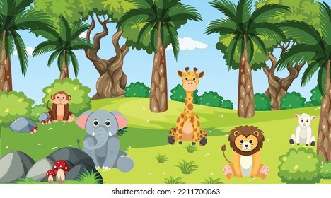Forest Animals Kids Wallpaper Pattern