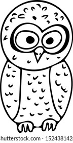 forest animals owl hand drawn element. Scandinavian style simple liner.
