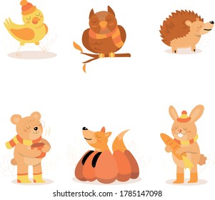 colección de ilustraciones pintadas de animales forestales