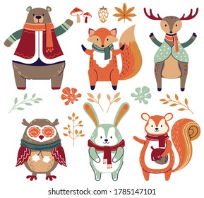 forest animals painted illustrations collection