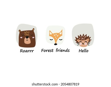 forest animals in scandinavian style - vector illustration 