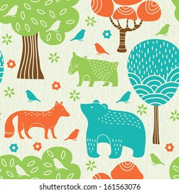 Forest animals seamless pattern