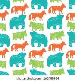 Forest animals seamless pattern