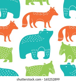 Forest animals seamless pattern