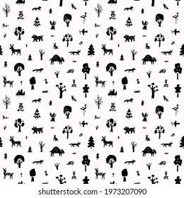 forest animals seamless vector background