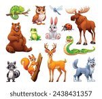 Forest animals set. Vector cartoon illustration
