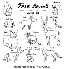 Forest animals sketches.