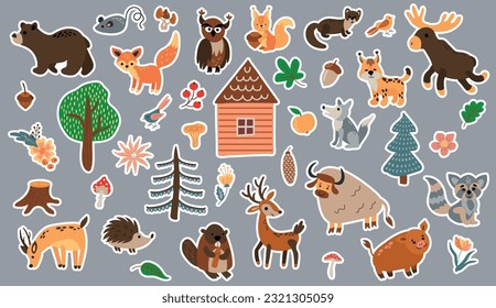 Premium Vector  Collection character cute animals stickers. animal cartoon  flat style. vector illustration design template. farm animals, wild animals,  water animal