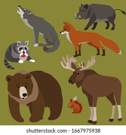 Forest Animals Vector Fox Bear