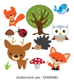 Forest animals vector illustration