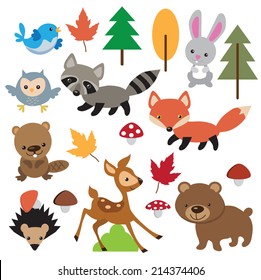 Forest animals vector illustration