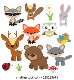 Forest animals vector illustration