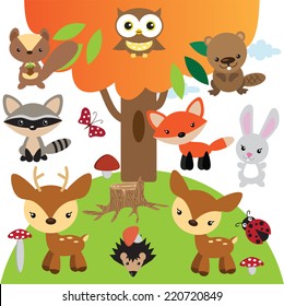 Forest animals vector illustration