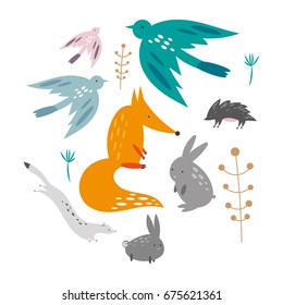  Forest animals vector illustration