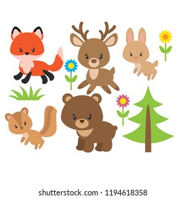 Forest animals vector illustration clip art