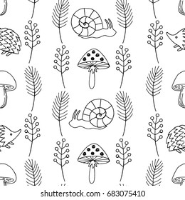Forest animals vector seamless pattern. Forest  background
