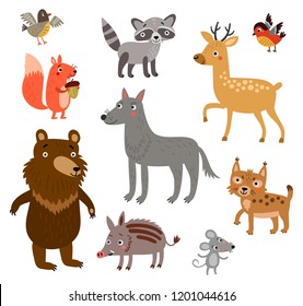 Forest animals vector set