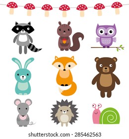 Forest animals vector set