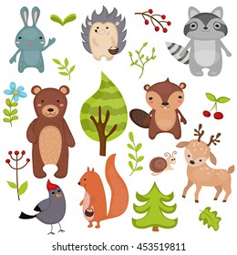 Forest Animals Vector Set Icons Illustrations Stock Vector (Royalty ...