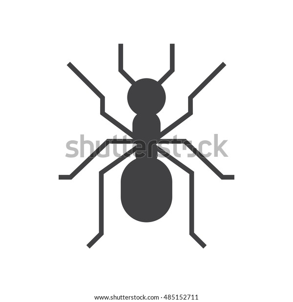 Forest\
ant vector outline icon. Garden insect\
silhouette.