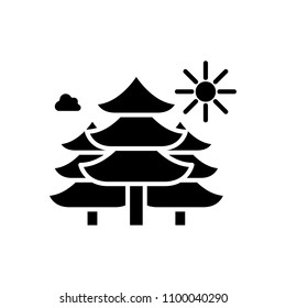 Forest area black icon concept. Forest area flat  vector symbol, sign, illustration.