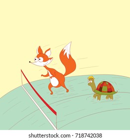 Forest athletes fox and turtle