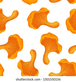 Forest autumn mushrooms seamless pattern. Vector illustration on white background.
