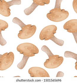 Forest autumn mushrooms seamless pattern. Vector illustration on white background.