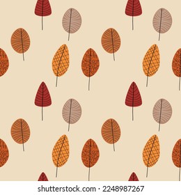 Forest autumn.on yellow background.pattern seamless vector illustration.for fabric cloth.