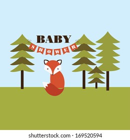 forest baby shower card design. vector illustration