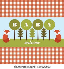 forest baby shower card design. vector illustration