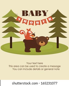 forest baby shower theme. vector illustration