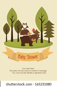 forest baby shower theme. vector illustration