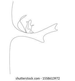 Forest background with animal continuous line drawing, vector illustration