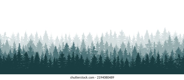 Fondo forestal, bonito fondo paisajístico. Silhouettes de abetos. Ilustración del vector