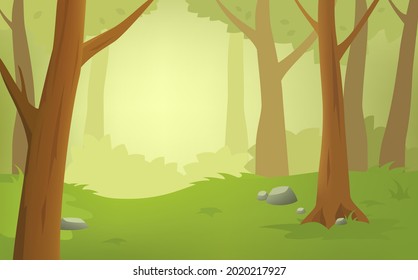 Forest Background Cartoon Landscape Vector Illustration Stock Vector ...