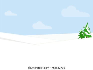Forest background - Christmas trees in snow on snowdrifts. The winter vacation. New Year 
