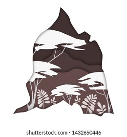 Forest background layers paper art style.Vector illustration. 3d landscape