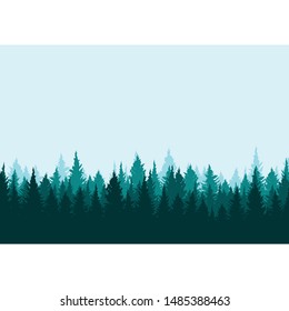 Forest background, nature, landscape. Evergreen coniferous trees. Pine, spruce, christmas tree. Silhouette vector