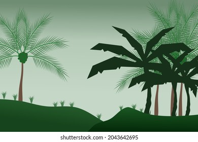 Forest background, nature, landscape. Evergreen coniferous trees. spruce, christmas tree. Silhouette vector
