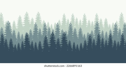 Fondo forestal, naturaleza, paisaje. Árboles de coníferas verdes. Pino, abeto, vector de silueta
