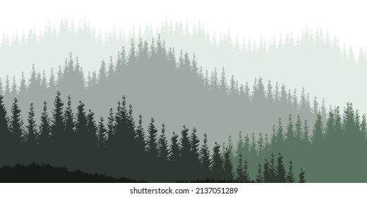 Forest background. Nature landscape with mountains.