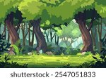 Forest Background Vector, jungle Vector, forest trees, landscape illustration