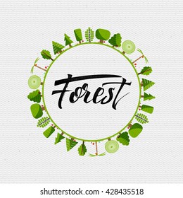 Forest - badge, sticker can be used to design websites, clothes, advertising
