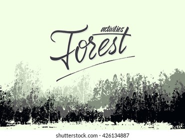 Forest - badge, sticker, label, insignia, flyer, print, stamp